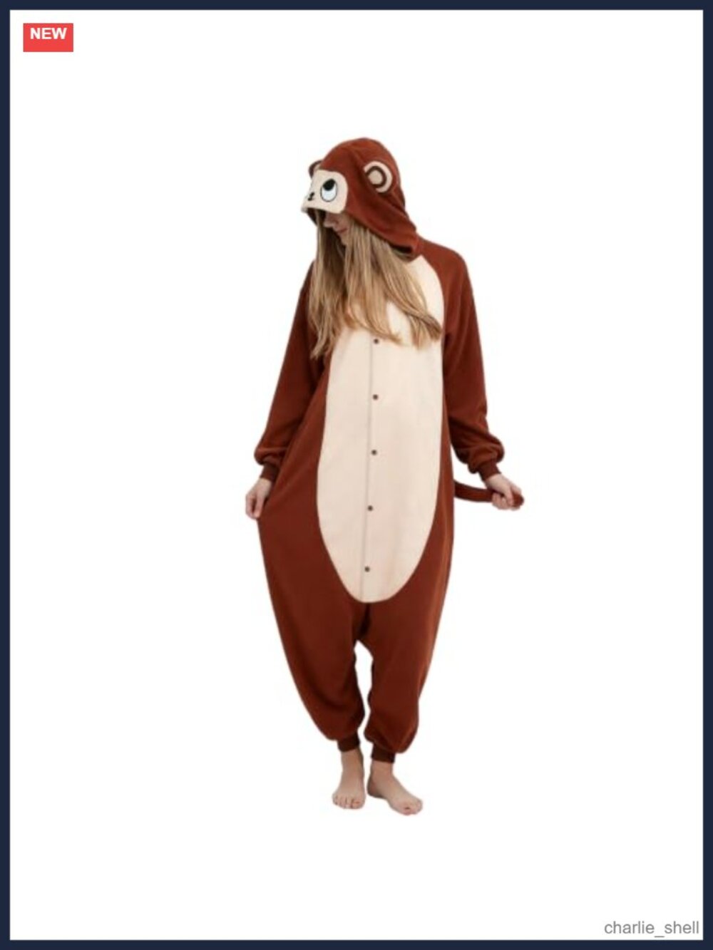 Fleece Animal Monkey Onesie Adult Plush One Piece Pajama Costume